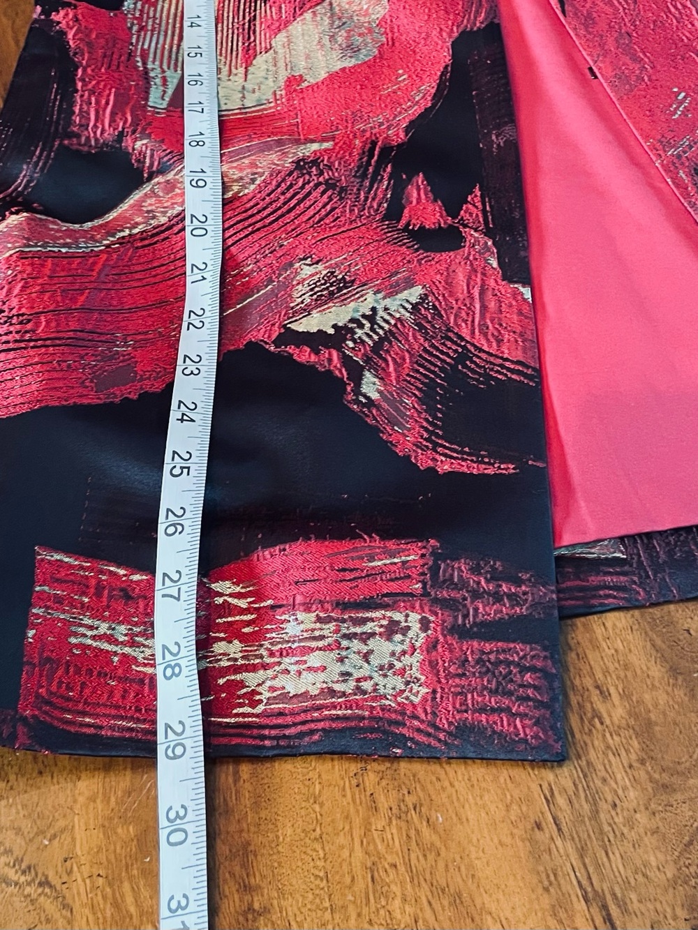 NWT Ming Wang Red Black Gold Brushstroke Jacquard Ruffle Collar Jacket Small - Picture 14 of 14